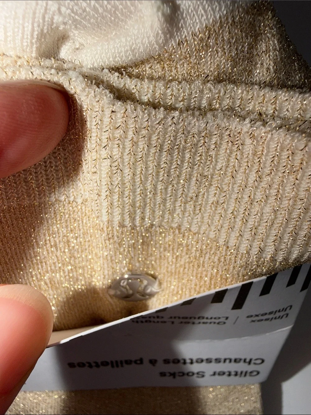 🆕 LULULEMON Glitter Quarter Socks Light Ivory NWT Size M